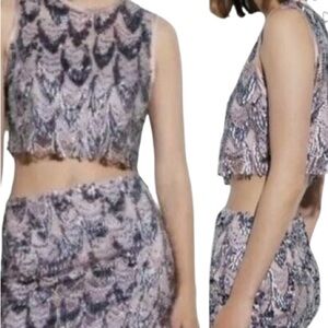 Zara NEW Viral Cropped Sequin Tie Back FESTIVAL Top Size Medium Blogger Fave